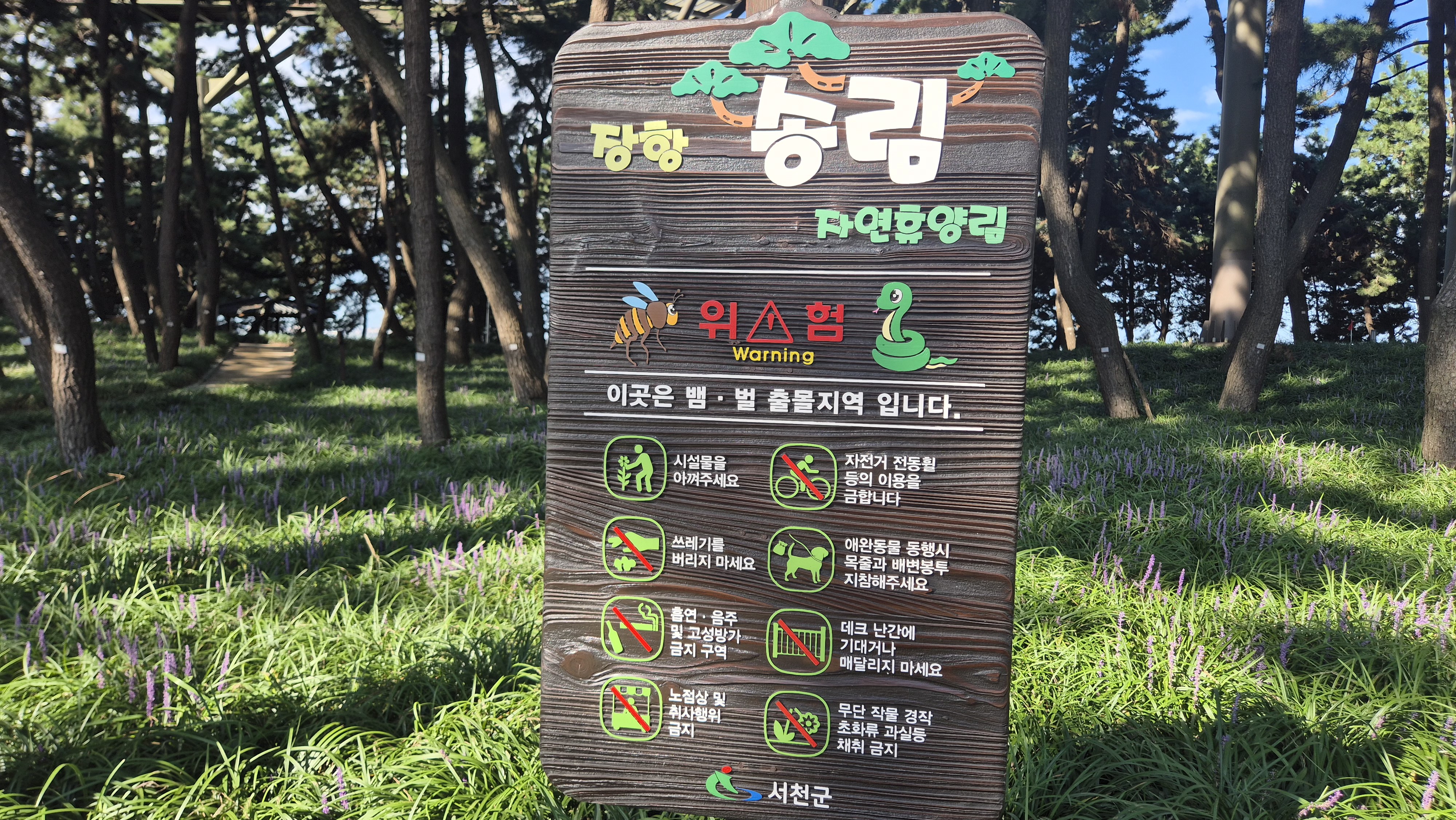 장항송림 자연휴양림 입간판
